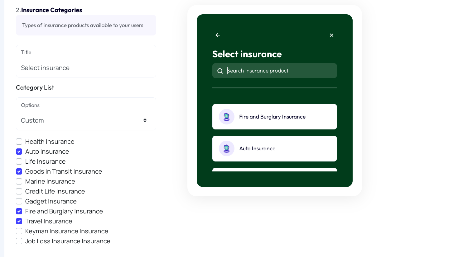 insurance categories